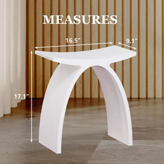16.5 in W Freestanding Curved Shower Seat, Solid Surface Stool in Matte White