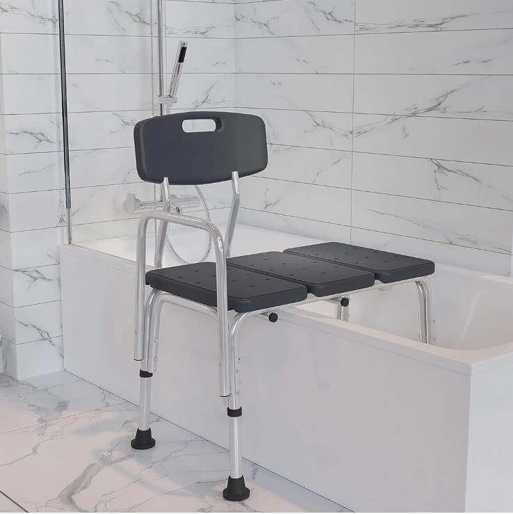 Flash Furniture HERCULES Series 300 Lb. Capacity Adjustable Gray Bath and Shower