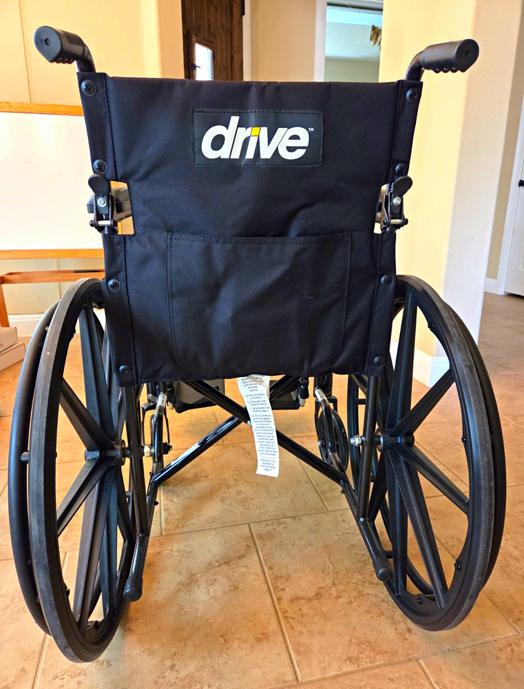 Drive Manual Wheelchair Adult Black Foldable 4-Wheel with Padded Armrests