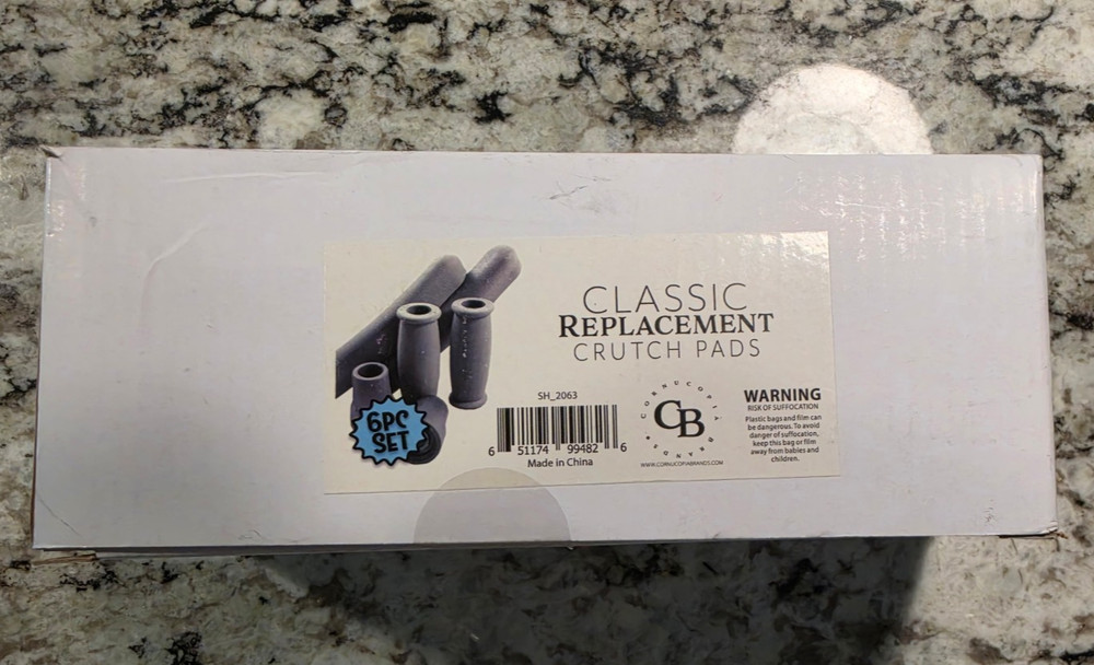 Standard Crutches -Replacement Kit – 6pcs – Hand Grips – Underarm Pads and Tips