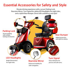 1000W Heavy Duty 4 Wheel Mobility Scooters for Seniors 40 Miles 500 lb Capacity