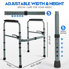 Toilet Safety Rail for Seniors – Adjustable & Foldable Toilet Safety Frame