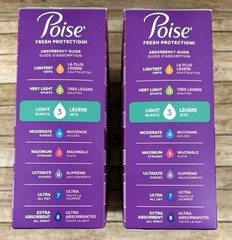 2 X Poise Fresh Protection Ultra Thin Pads Light Absorbency Level 3 (28 EA)