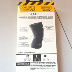 Copper Fit Workgear Knee Compression Sleeve L 14″-16″ Black Breathable