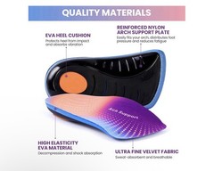 3/4 Shoe Inserts Orthotic High Arch Support Insoles Flat Feet Plantar Fasciitis