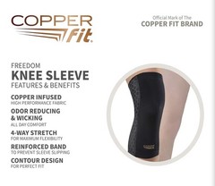 Copper Fit Infused Knee Sleeve – Compression – Black – Unisex – Large 14″ to 16″
