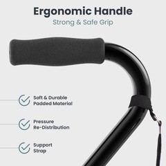 Quad Cane 300LB Adjustable 29.5″-38.4″ Height – 4 Pronged Base for Stability