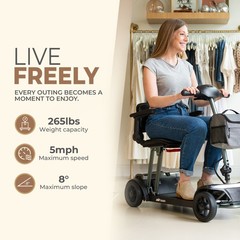Folding Electric Mobility Scooter for Adults 4 Wheel Travel Scooter with Seat