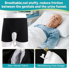 Wearable Urine Bag for Men, Reusable Leakproof with Elastic Waistband, Black