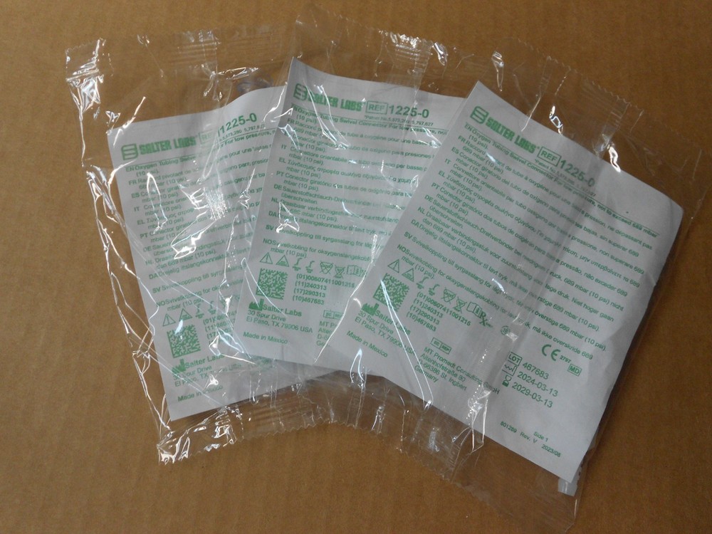 Oxygen Tubing Swivel Connectors 6 pk White Disposable