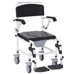 Homcom Accessibility Commode Shower Wheelchair w/Detachable Bucket 712-022V01BK