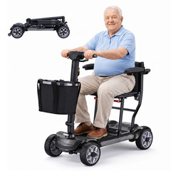 Foldable Mobility Scooter 4 Wheel 42lb Lightweight 15Mile 265lb Airline Approved