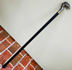 Self Defense Cane – Black Bronze – Beautiful Cast Dragon Head Handle – Tall 38″