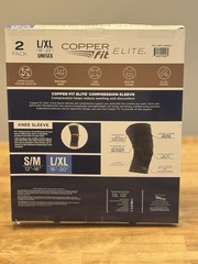 Copper Fit Elite Compression Knee Sleeve 2 Pack L/XL 16-20″ Airflow Technology