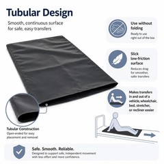 Transfer Board Tubular Slide Sheet for Vehicles, 1 Count (Pack of 1), Black