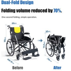 Yuwell H053C Folding Transport Manual Wheelchair Swing-Away Footrests 18in Seat