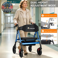 Walkers for Seniors with Seat,450Lbs Rolling Walker, 22″ Extra-Wide Heavy-Duty F