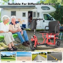 700W Dual Motor 3-Wheels Folding Senior Electric Mobility Scooter 48V/10Ah 300lb