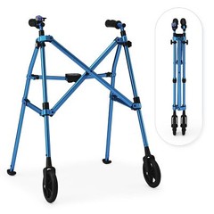 7lbs Rollator Walker Foldable Rolling Walker 330LB Capacity for Senior Blue Gray