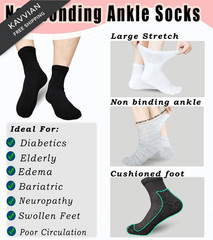 Aisesine Diabetic Ankle Socks Women for Large, Black/White/Grey-6 Pairs