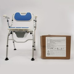 Folding Shower Chair with Arms and Back for Seniors Handicap Disabled Blue US