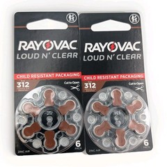 Rayovac 312 Hearing Aid Batteries Zinc Air 1.45V – 2 Pack Bundle (12 Batteries)