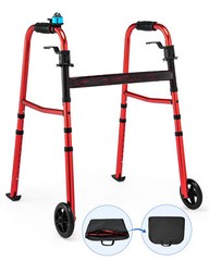 6.8lbs Lightweight Folding Walkers for Seniors Travel 2 Wheels 350lb Capacity