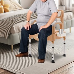 250kg/551.16lbs Height Adjustable Bedside Commodes Chair Portable Toilet Chair