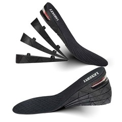 Height Increase Insole, 4-Layer Heel Shoe Lift with 1 Pair (Pack of 2), Black