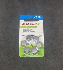 6 PACK Size A675 Hearing Aid Batteries by ZeniPower ZINC AIR 1.45V FRESH 08/2025
