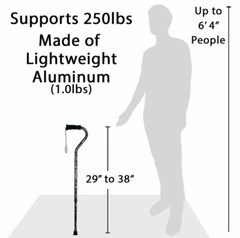 Carex A51800 Offset Walking Cane Soft Cushioned Handle Adjustable Gray New