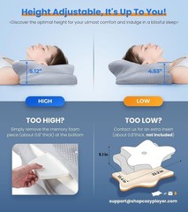 Cozyplayer Ultra Pain Relief Cooling Neck Pillow, Adjustable Memory Foam