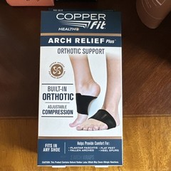 Copper Fit Health Unisex Arch Relief Plus with Built-In Orthotic Support – Black