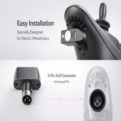 Electric Wheelchair USB Charger with Bright LED Light, 3-Pin XLR Controller A…