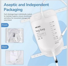 3 Pack Catheter Bags, Easy-Tap Leg Bag Urinary Drainage Bag, 33.8 Oz Anti-Reflux