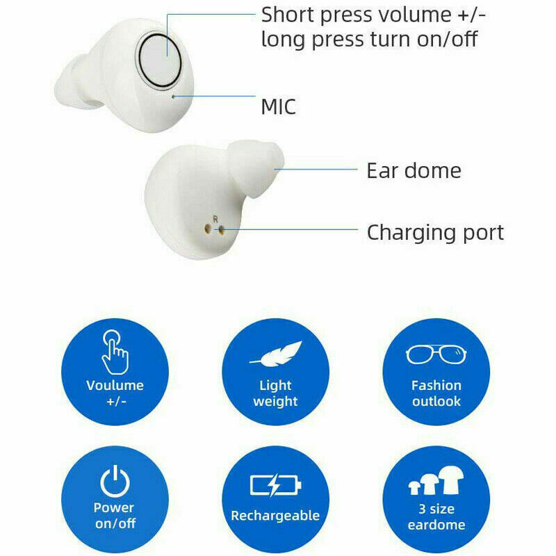 JINGHAO Rechargeable ITE Hearing Aids Sound Amplifier Ear Enhancer
