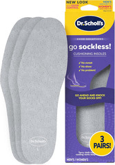 Dr Scholl’s Go Sockless! Cushioning Insoles for Women Men Unisex, 3 Pairs, Trim