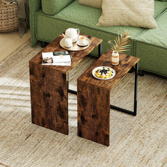 Giantex Nesting Coffee Table Set Of 2 Rectangular Stackable Side Tables Sturdy