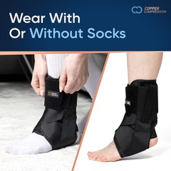 Copper Compression Ankle Brace – Adjustable Lace Up Small/Medium, Black