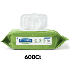 FitRight Aloe Personal Cleansing Incontinence Wipes 8 x 10 inch, White 600Ct