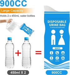 12 Pcs 900ML Disposable Urine Bags, Emergency Pee & Vomit Bags for Travel