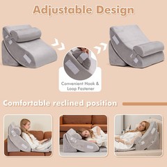 6pcs Orthopedic Bed Wedge Pillow Set Post Surgery Memory Foam for Back Neck Leg