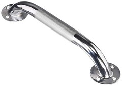 Chrome Knurled Grab Bar for Bath Safety, Secures to Any Wall,12″,250 lb Capacity