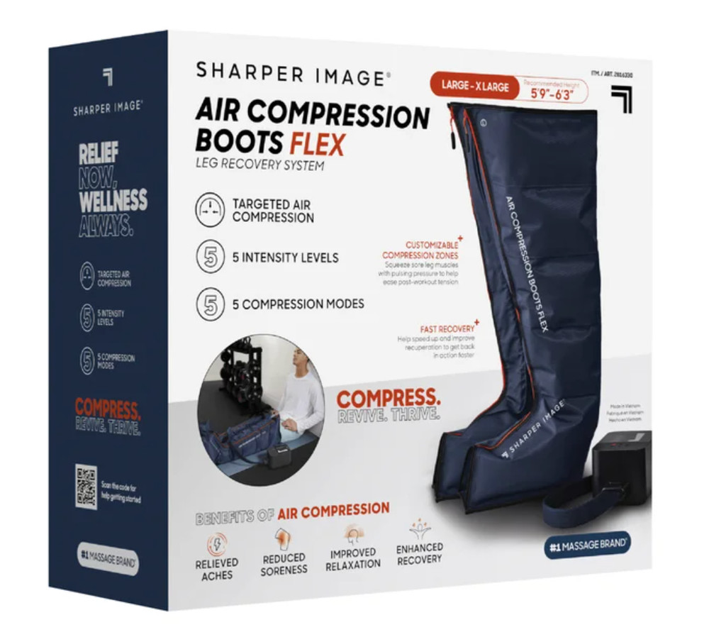 SHARPER IMAGE AIR COMPRESSION Flex BOOTS Large/xlarge blue
