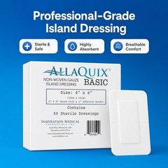 Sterile Gauze Island Dressing, Non-Woven, Medical-Grade Adhesive, 4×6 Inches