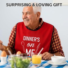 XKDOUS 2 Pack Funny Adult Bibs for Man, (18 x 30 inches), Black & Red