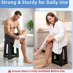 Foldable Shower Seat 17.7” Height Upgrade, Folding Shower Stool for Inside Showe