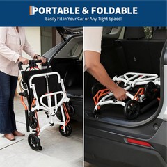 Ultra Lightweight Elderly Transport Wheelchair Portable Folding Transport Chair