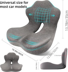 Seat Cushion Memory Foam L Shaped Ergonomic Lumbar Support Dark Gray GtuiBugt