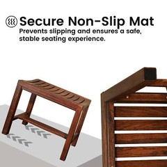 CONSDAN Shower Bench, Extra Large Capacity, USA Solid Oak, Waterproof Finish